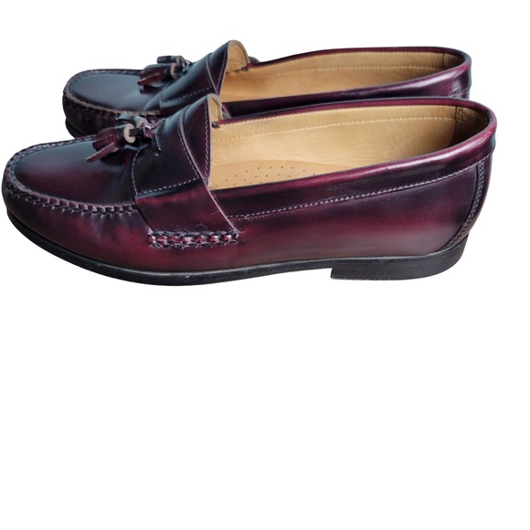 Johnston & Murphy Hayes Tassel Loafers Mens 9.5M Burgundy Leather Dress Shoes - Picture 3 of 10